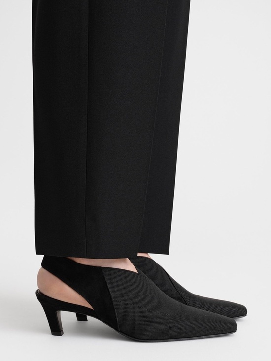 Toteme Shoes - NWT TOTEME The Mid-Heel Black Elastic Suede Trim Square Toe Slingback Pumps 37